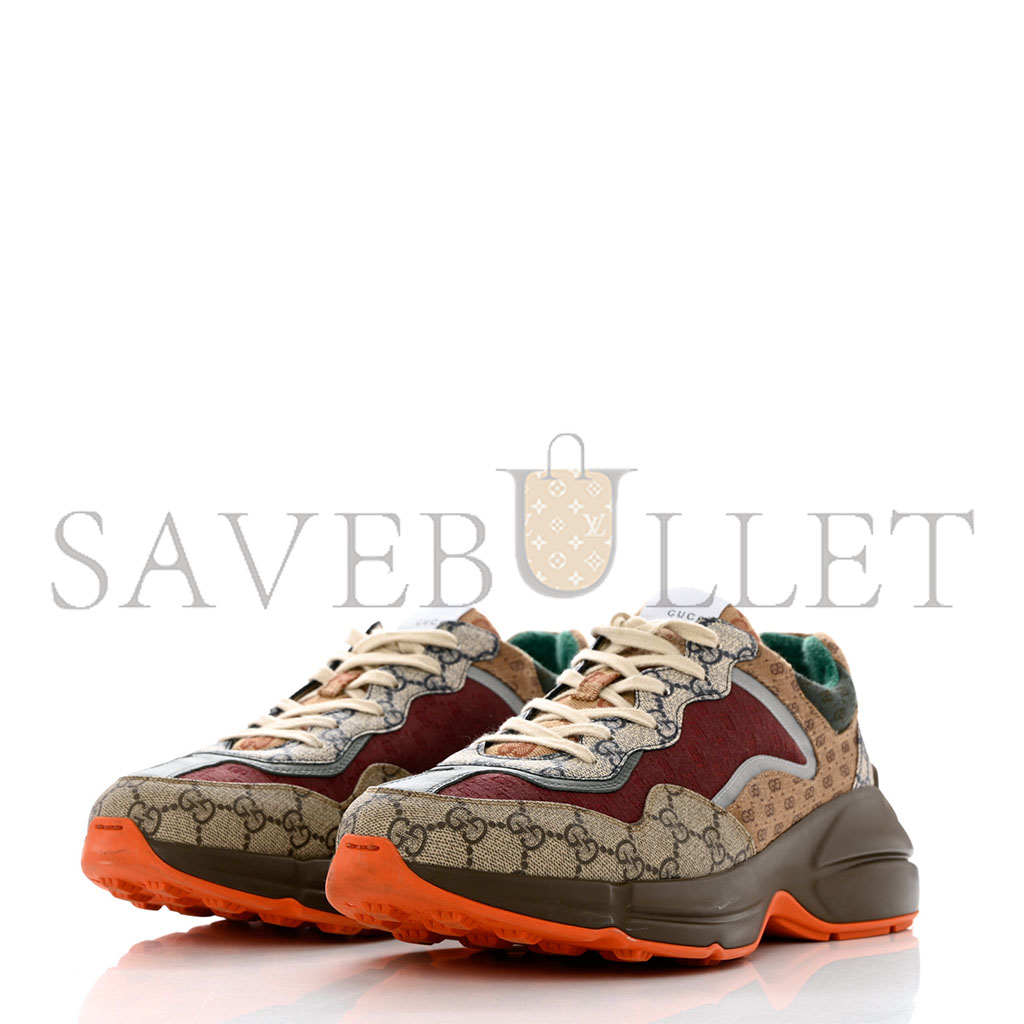 g*u*i gg S*p*e monogram mix monogram mens rhyton sneakers 12 bordeaux beige ebony 1156612